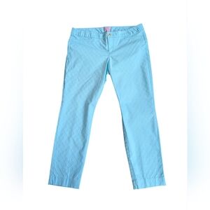 SOLD-Lilly Pulitzer Kelly Textured Skinny Pants in Seasalt Blue, Size 14